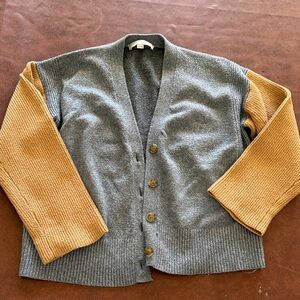 LOFT Gray and Tan Cardigan Sweater